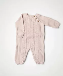 Lupilu Classic Cable Knit Baby Romper Light Pink