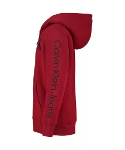 Alternative view of CK SHERPA LINED FUR ZIP HOODIE RED