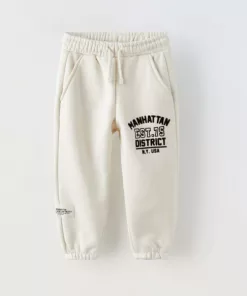 Zara Manhattan Logo Terry Trouser Beige