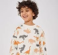 Sinsay All over dino printed Sweatshirt in Beige