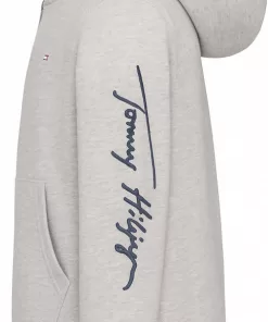 Alternative view of Tommy Sleeve Signature Logo Zip Hoodie Grey