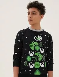 Xbox Round Neck Knitted Sweater Green/Black