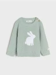Sinsay Baby Knitted Sweater Adorable Bunny in Light Green