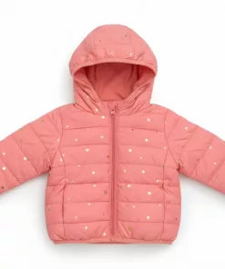 Baby Club Golden Star Logo Puffer Jacket Pink