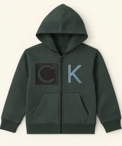 CK Big Logo Zip Hoodie Green