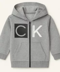 CK Big Logo Zip Hoodie Grey