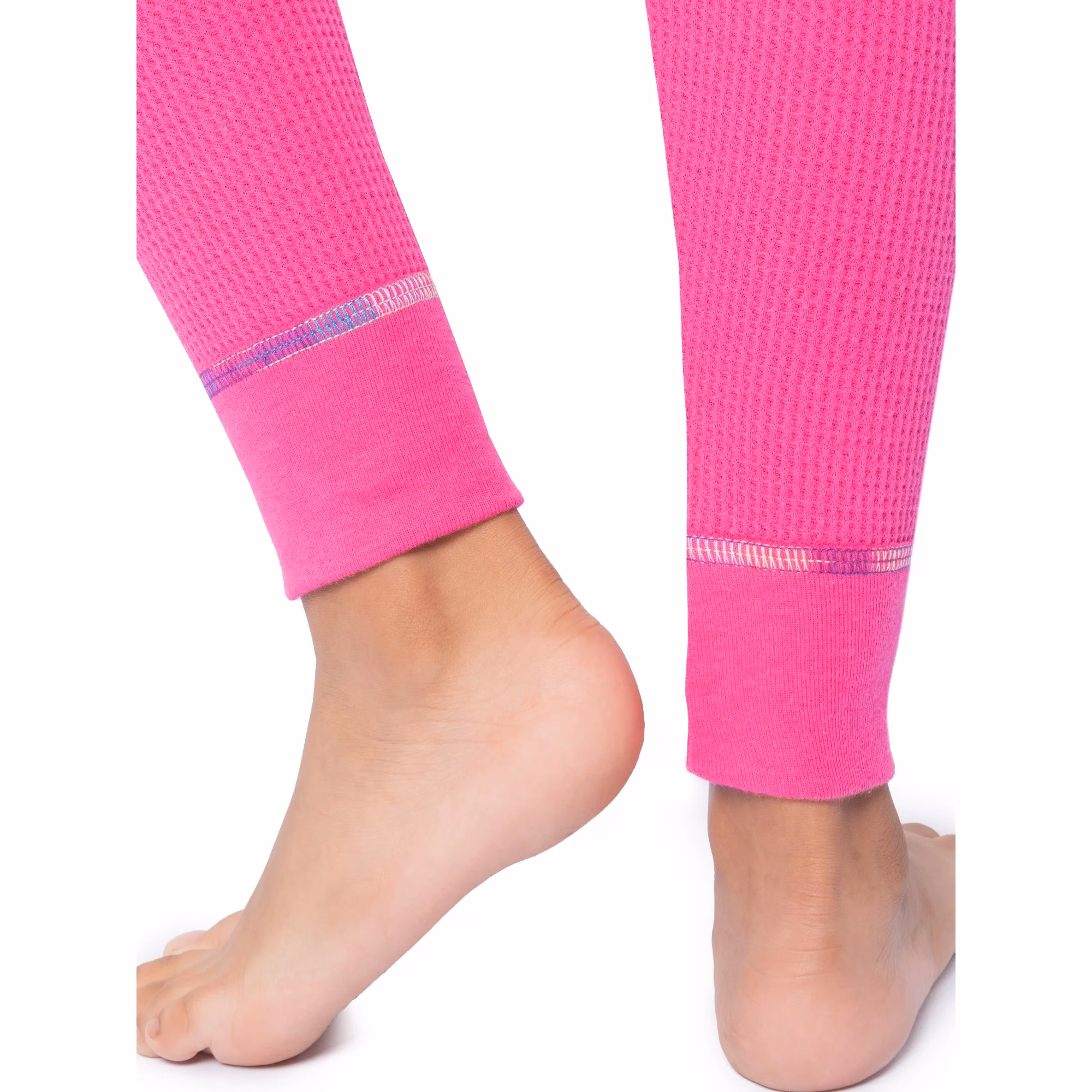 Athletic Works Girl's Waffle Thermal Underwear Crew Top & Bottom Set Pink - Image 8