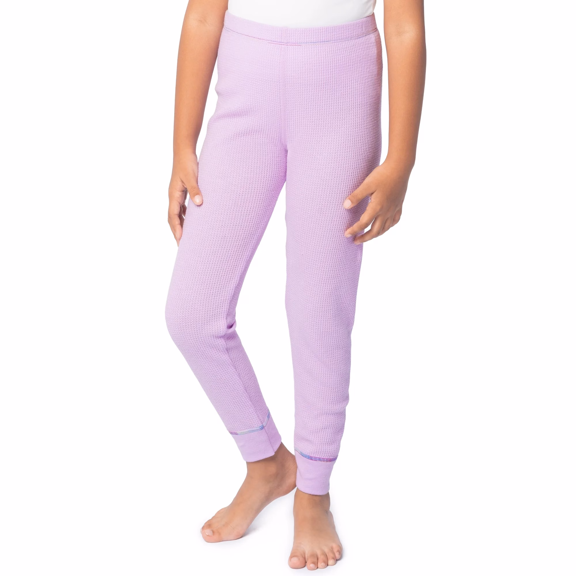 Athletic Works Girl's Waffle Thermal Underwear Crew Top & Bottom Set Purple - Image 6