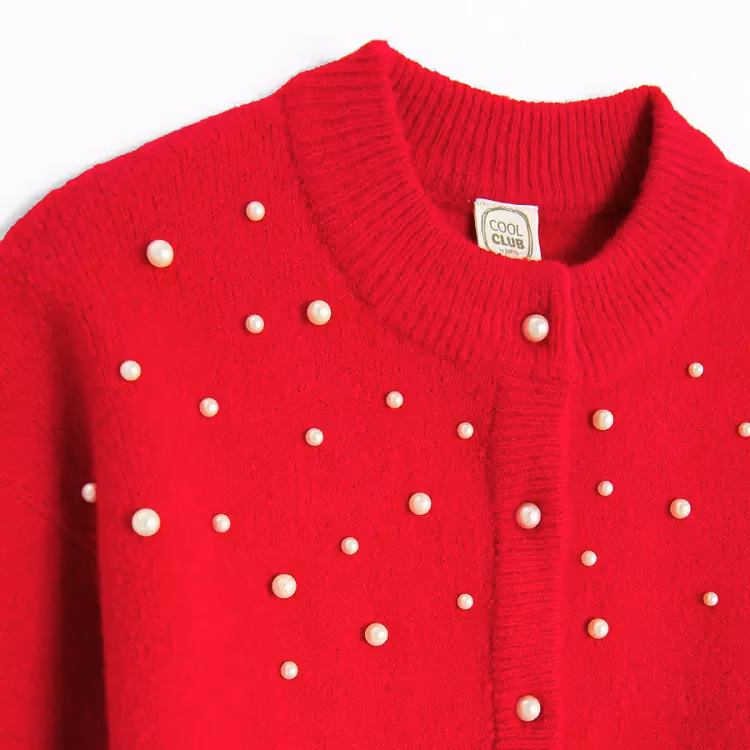 cool Club White polka dot cardigan with buttons Red - Image 2