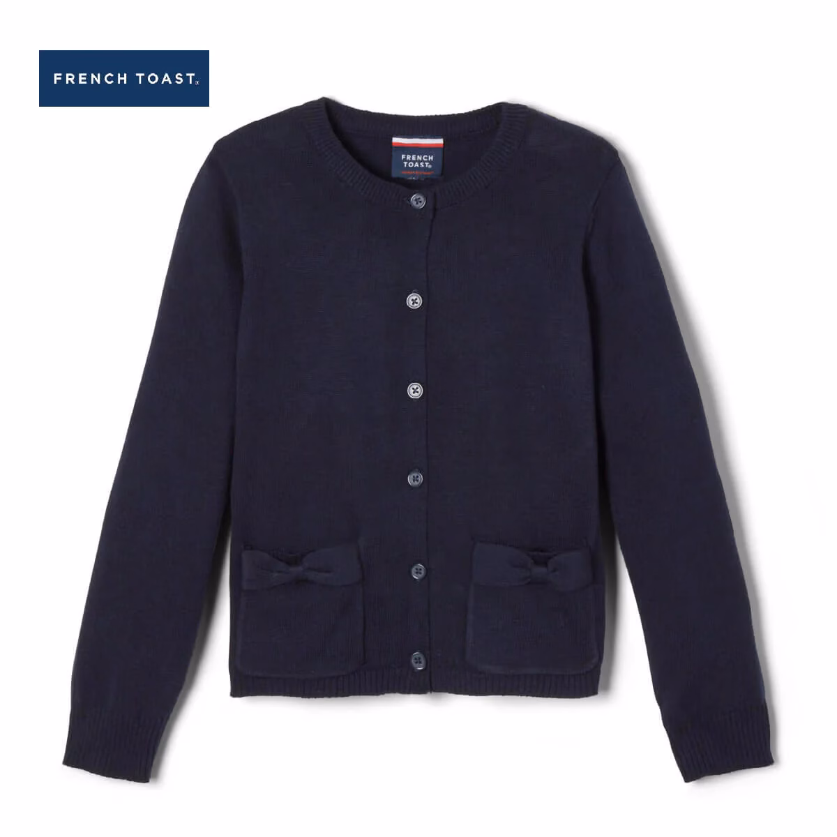 FRENCH TOAST NAVY BLUE POCKET BOW CARDIGAN