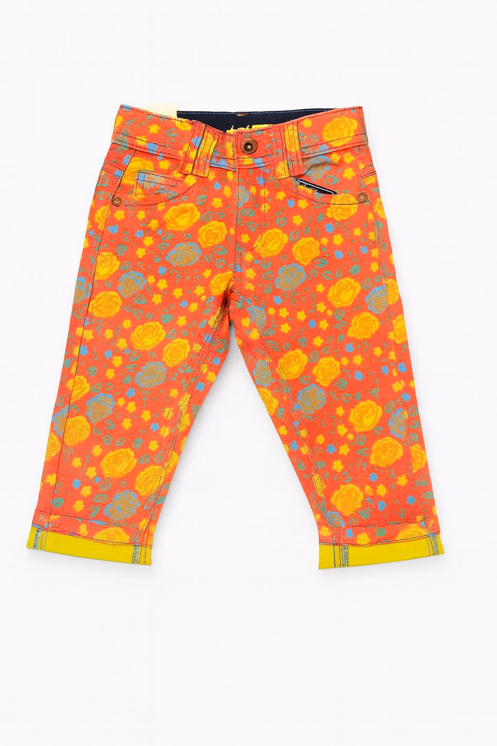 Next Girls Floral Print Denim With Pink Base