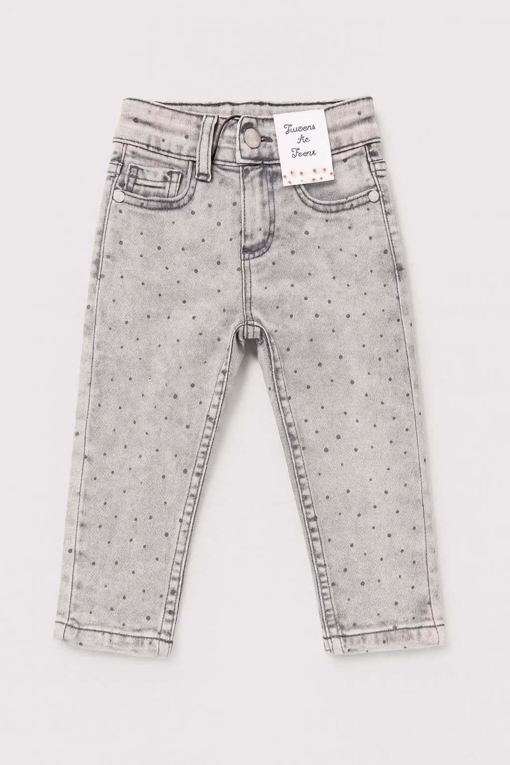Tweens & Teens Grey Dotted Soft Slim Jeans