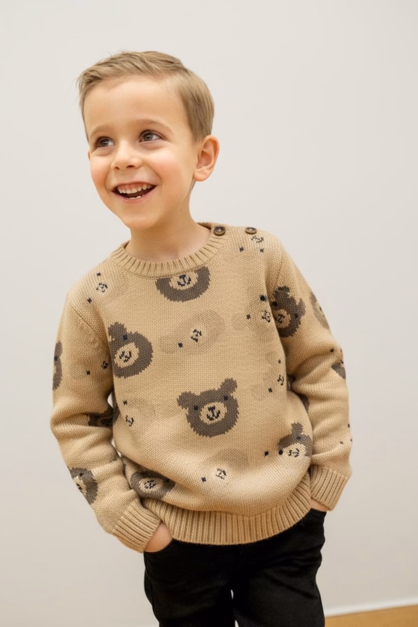 C&A Cute Bear Face Wool Jumper - Image 2