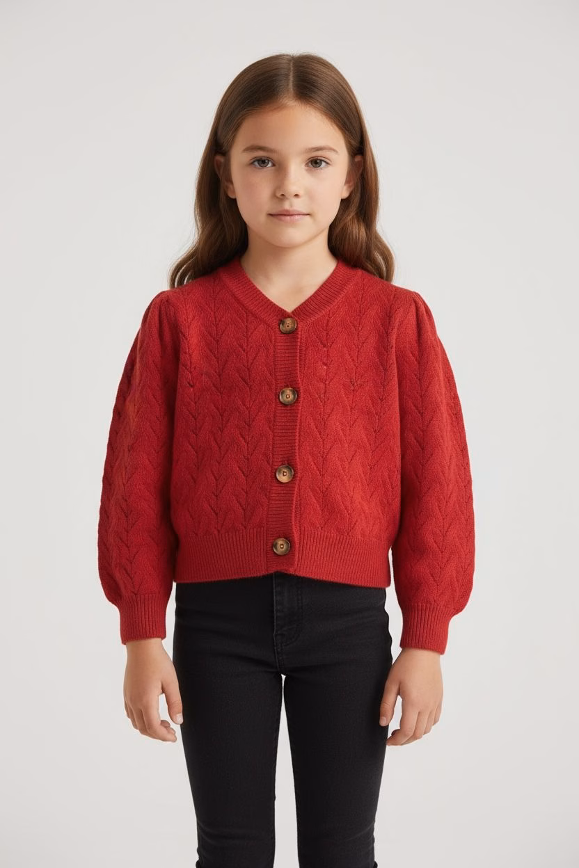 Jessica Simpson Girls Self texture Cardigan In Red