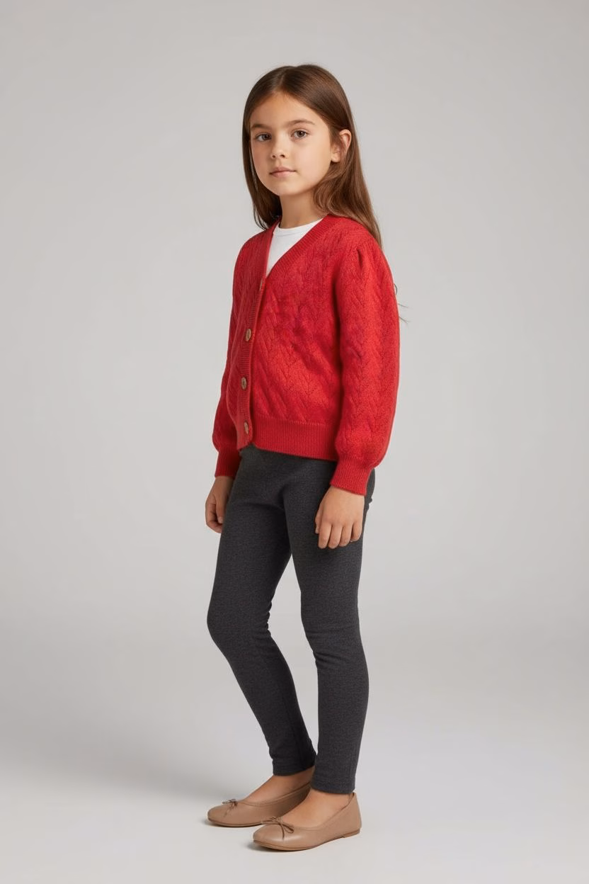 Jessica Simpson Girls Self texture Cardigan In Red - Image 2