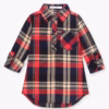 Tweens & Teens Grils Buttoned Check Long Shirt  Style#3