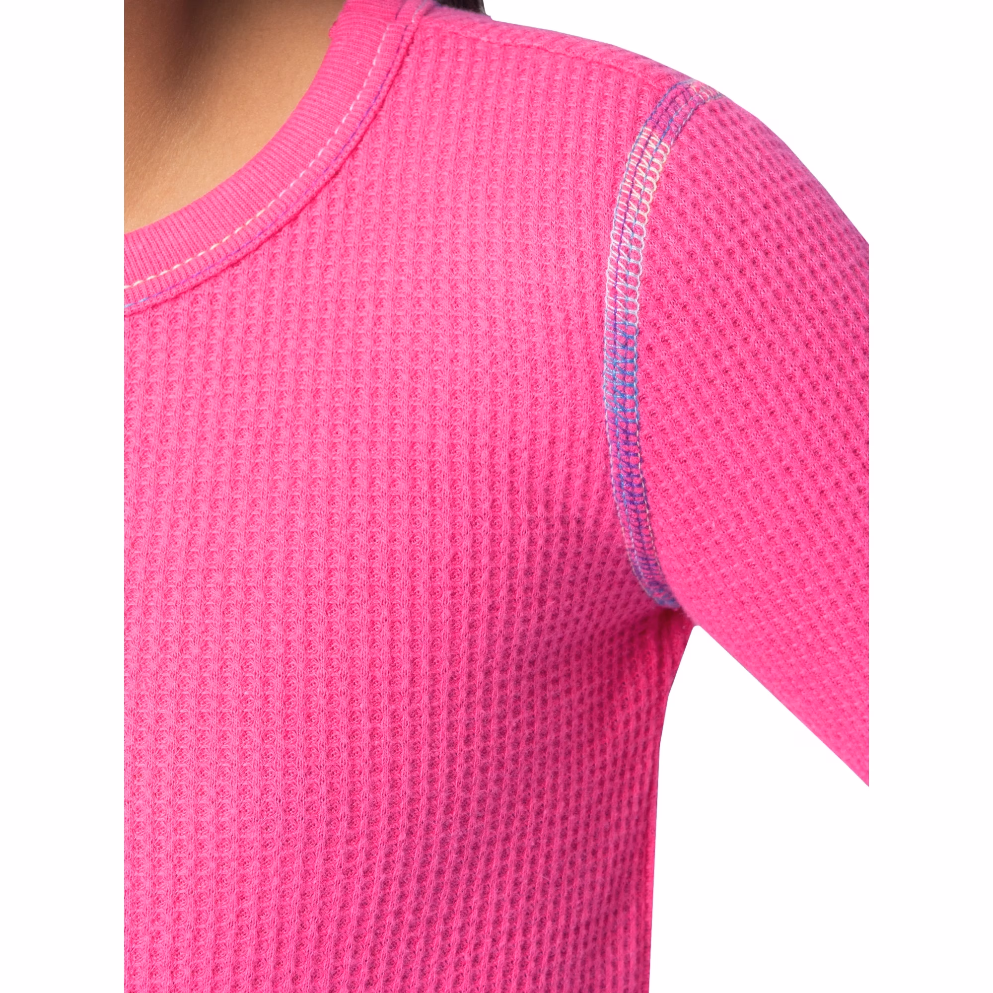 Athletic Works Girl's Waffle Thermal Underwear Crew Top & Bottom Set Pink - Image 4