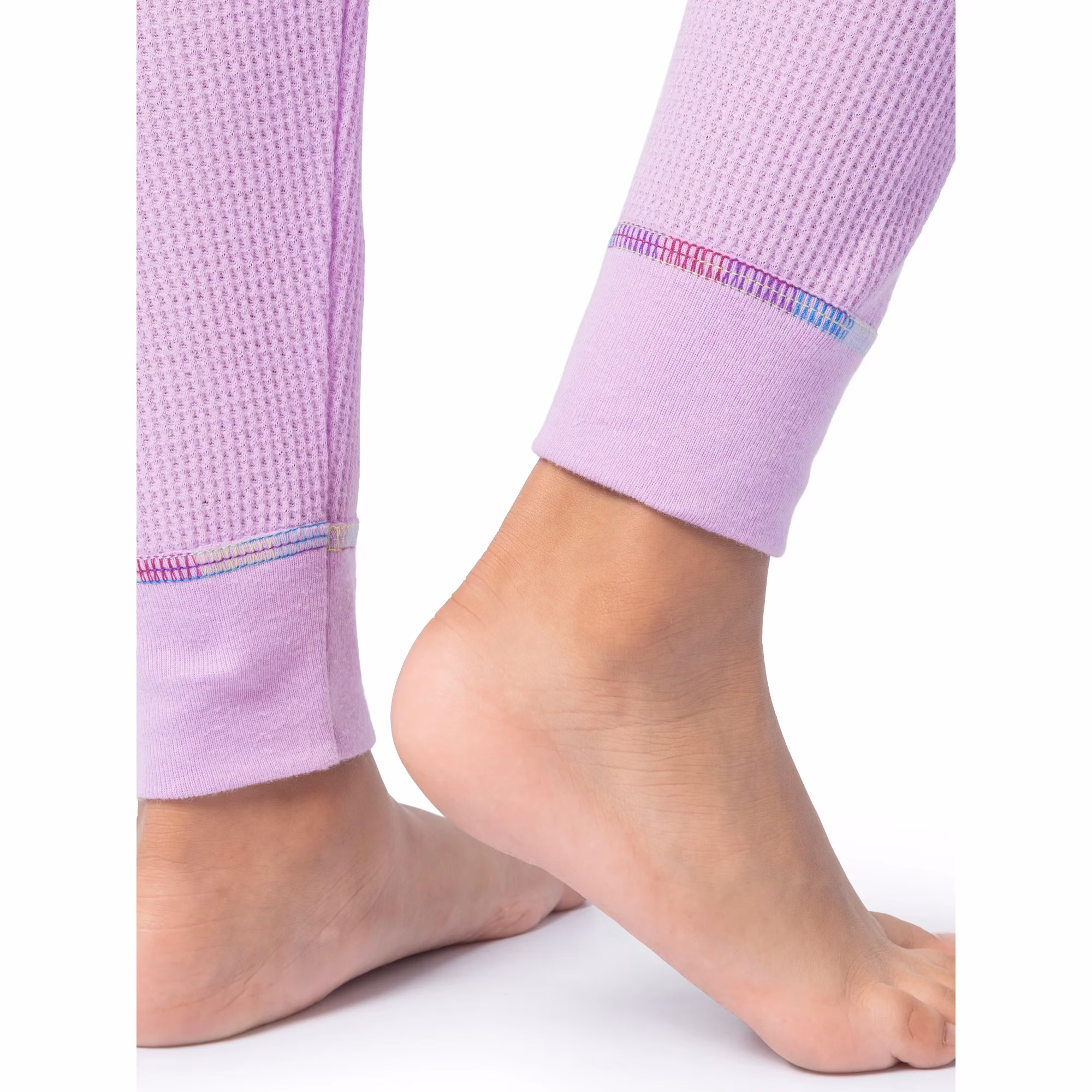 Athletic Works Girl's Waffle Thermal Underwear Crew Top & Bottom Set Purple - Image 8