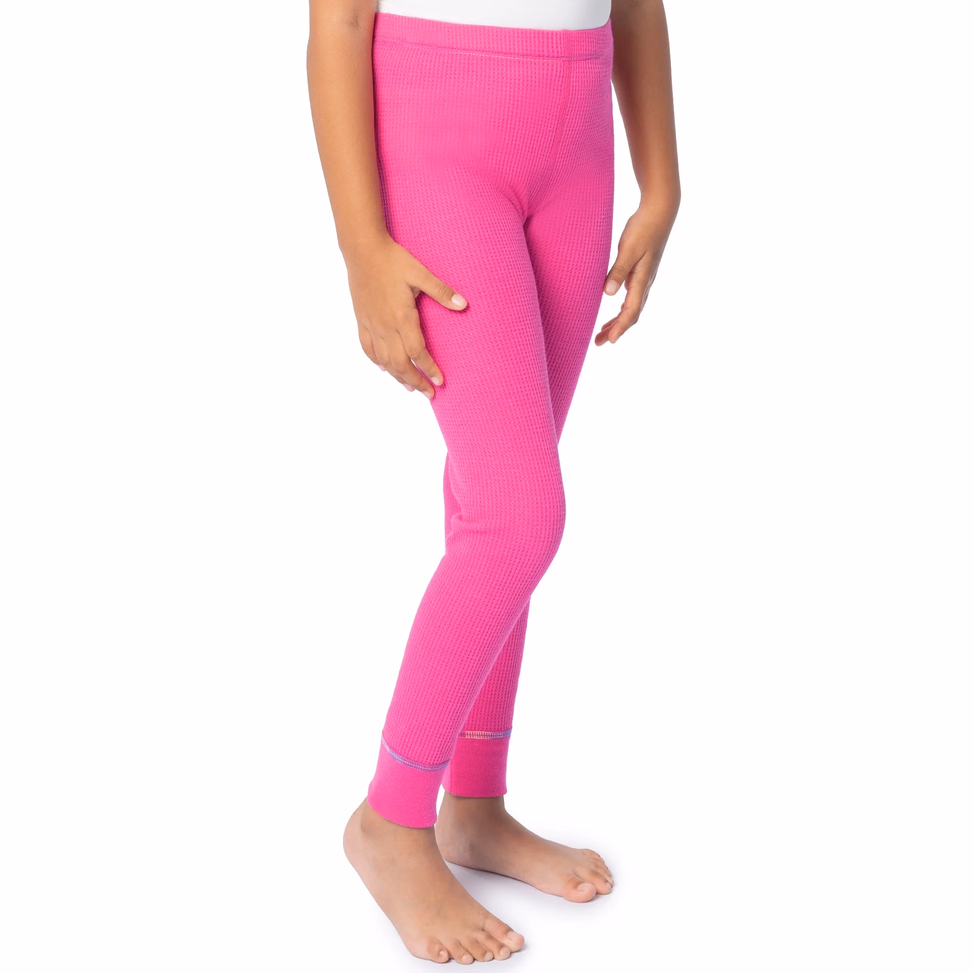 Athletic Works Girl's Waffle Thermal Underwear Crew Top & Bottom Set Pink - Image 6