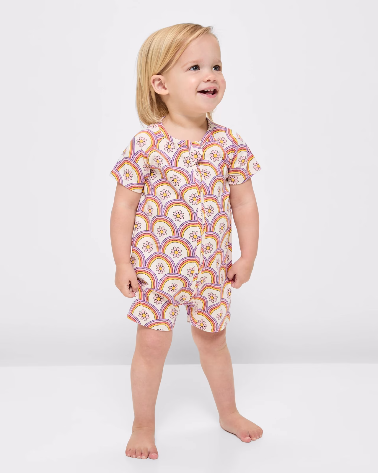 Target Cotton Zip Romper - Flower Rainbow - Image 2