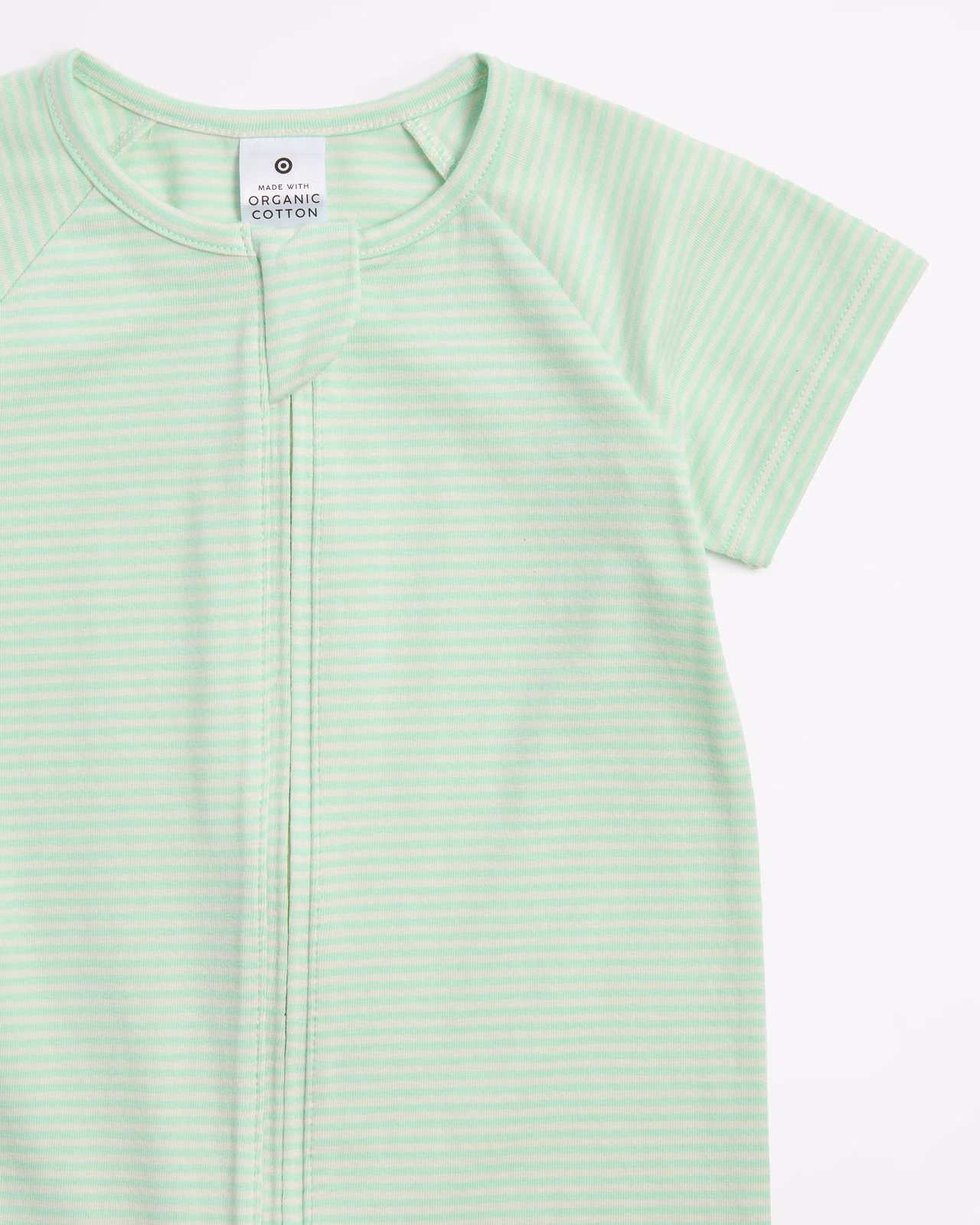 Target Cotton Zip Romper - Green Stripes - Image 2