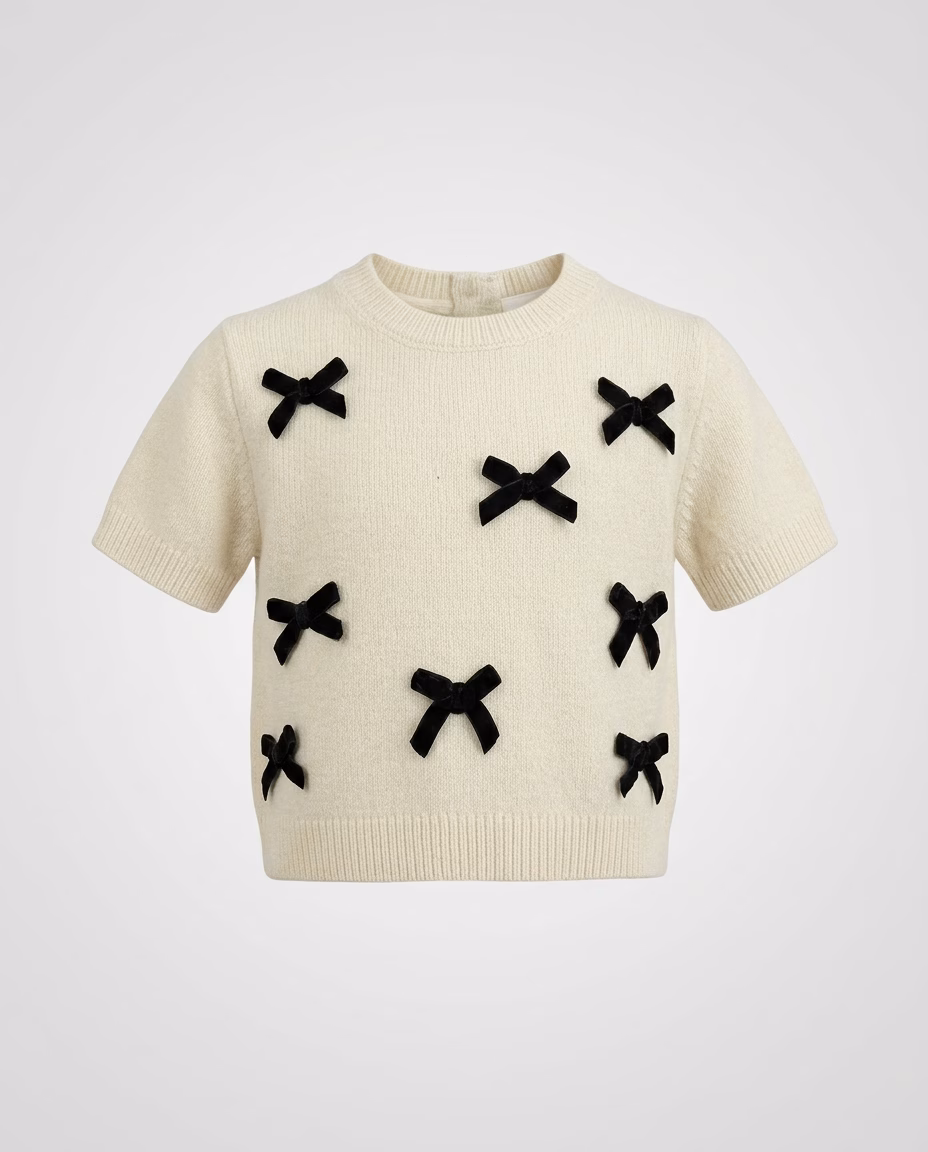 Next Black Bow Logo Sweater Cream