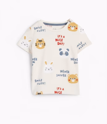 C&A Smile A Lot Animal Face Print T-Shirt