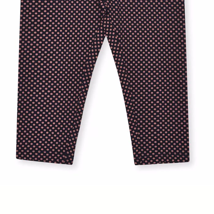 Mo Kids Allover Small Pink Dotted Legging Navy - Image 2