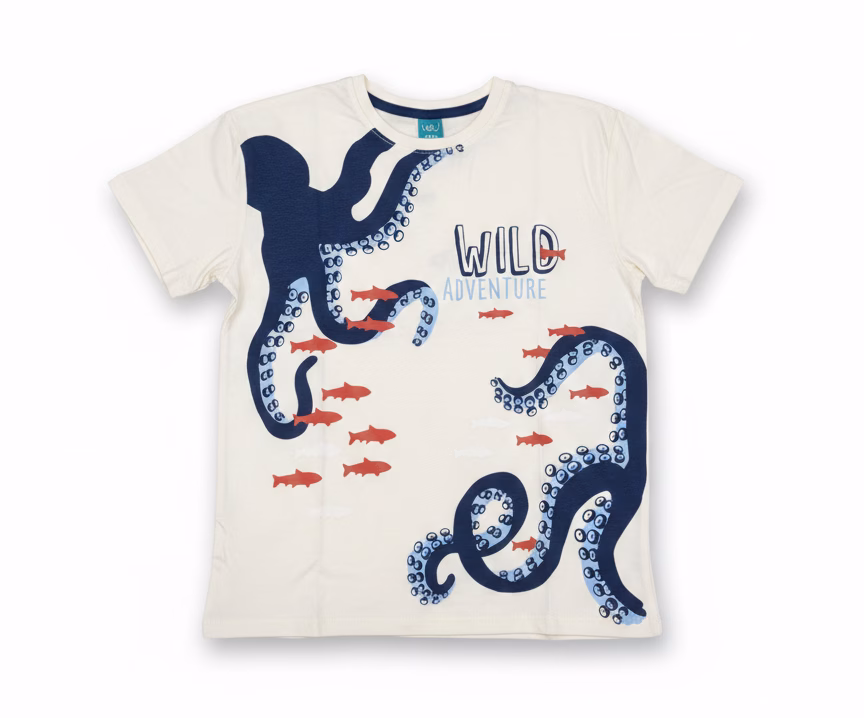 Little Kids Wild Adventure Print Cotton T-Shirt White