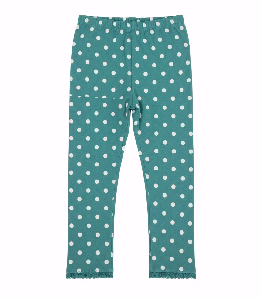 F&F Allover White Dotted Legging With Lace Trim