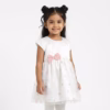 Fables Girls Pearl Style Net Frock White