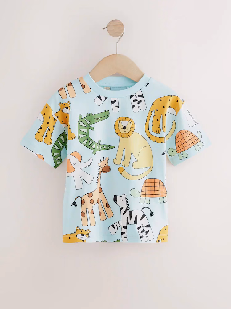 Next Kids Animals Printed Tee - Seagreen - Image 2