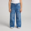 SARA Girls Relaxed Fit Stars & Sequin Denim - Medium Wash