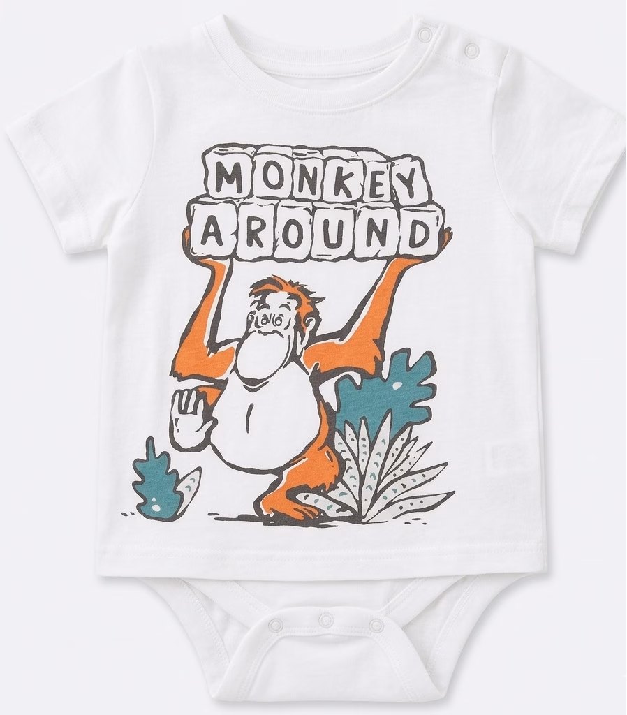 Baby Gap Monkey Print Romper White