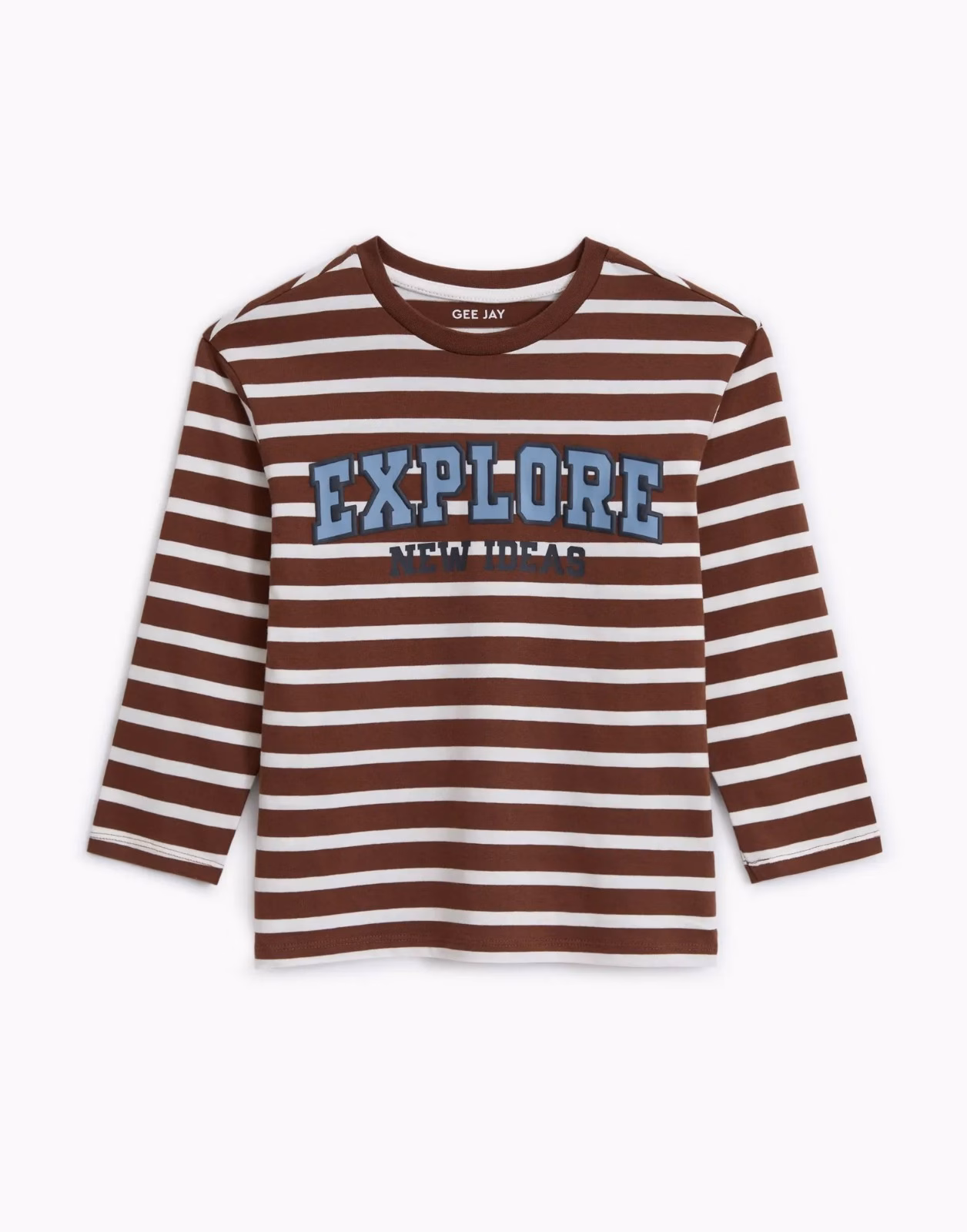 Gee Jay Explore New Ideas Logo Brown/White Full Sleeves Tee