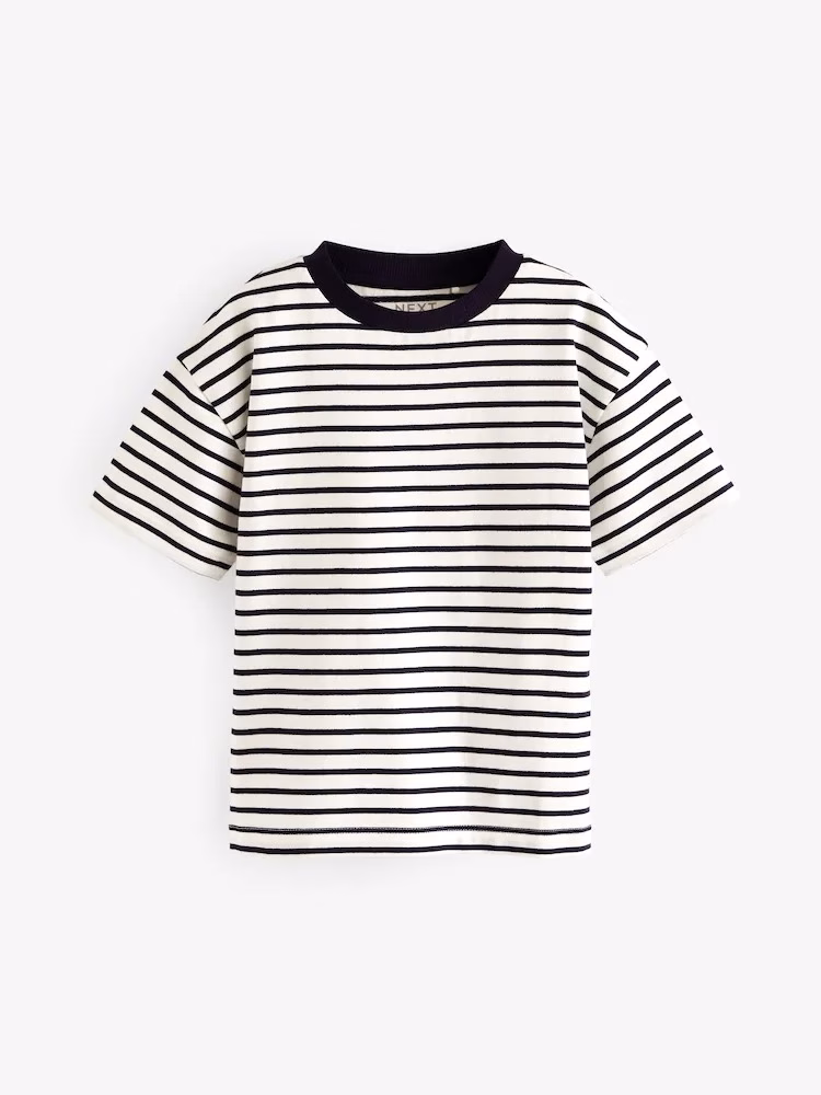 Next White/Navy Stripe Kids Tee