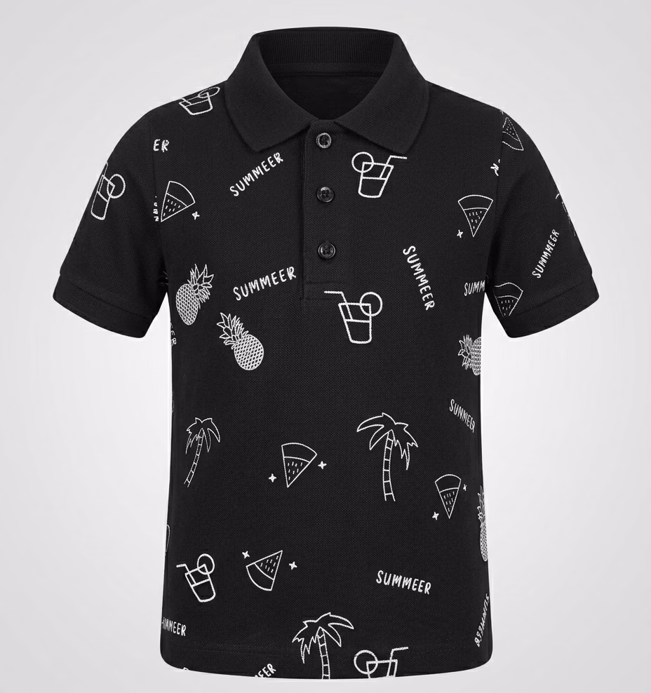 Juniors Boys Summer Palm Tree Print Polo Shirt