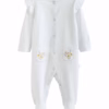 Next Dotted Embroidery Flower Logo Footie Romper White