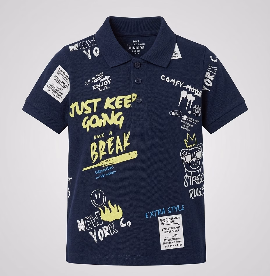 Juniors Boys Just Keep Going Comfy Printed Polo - Image 2