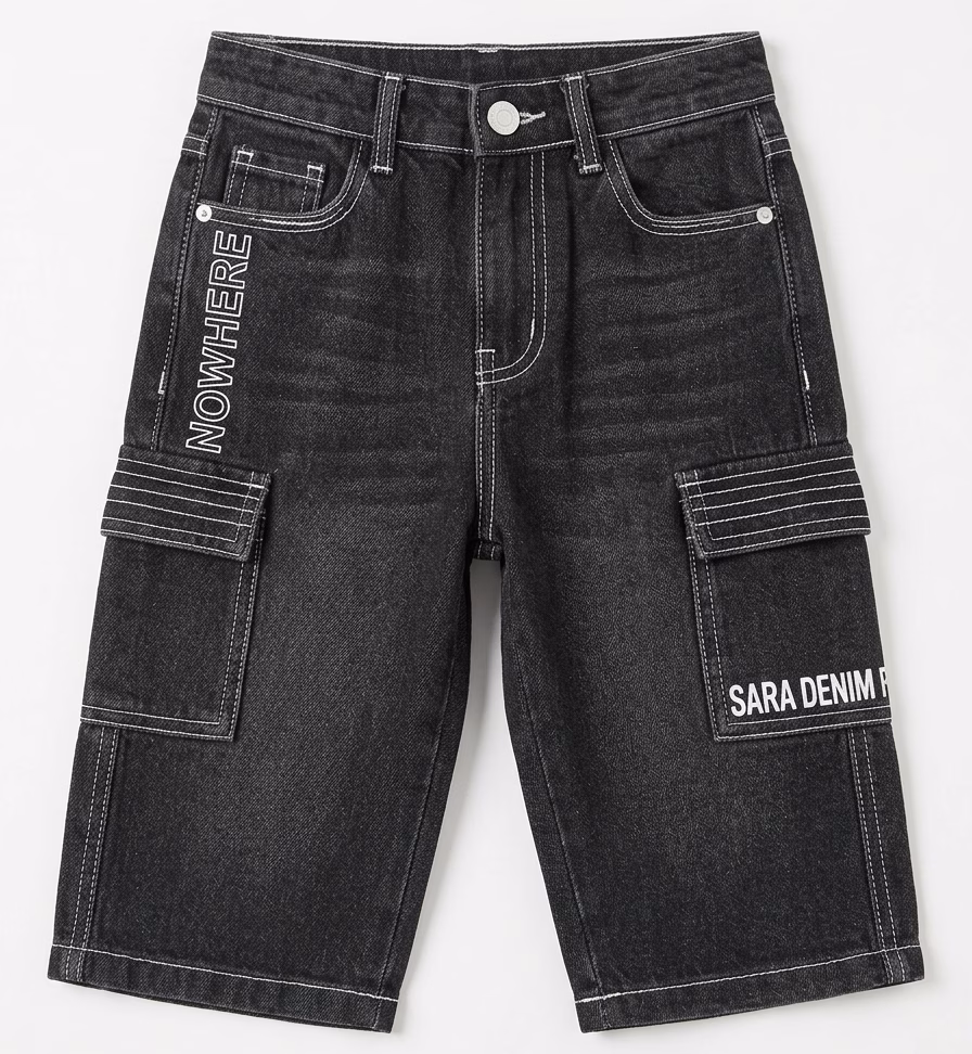 SARA Boys Straight Fit White Stitching Pattern Denim - Image 6