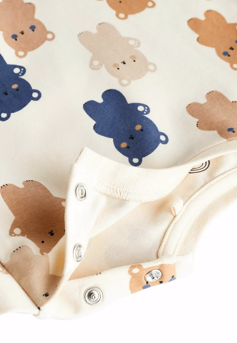 Next Allover Navy/Brown Bear Print Romper - Image 2