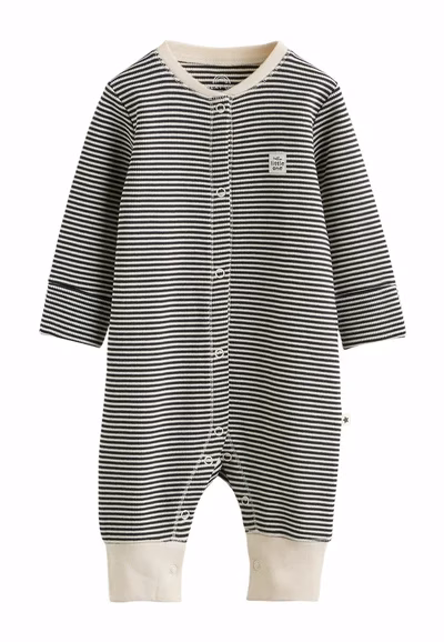 Next Crew Neck Stripes Hello Little One Patch Logo Romper - Image 2
