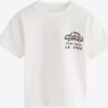 Baby Boys Half Sleeves LA 1982 Car Printed Tee in White