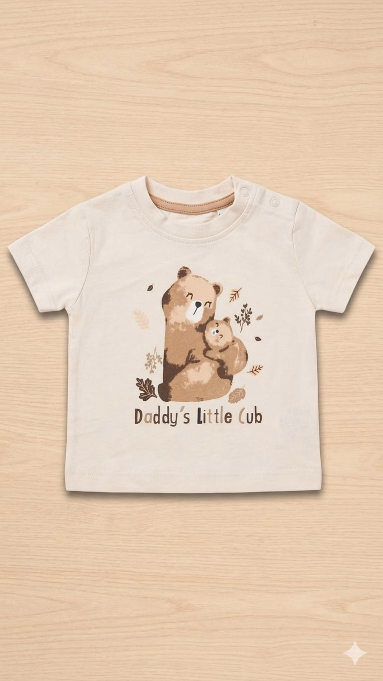 Daddy's Little Cub Kids Half Sleeves Tee