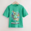 Minecraft Big Logo Printed Half Sleeves Tee in Green