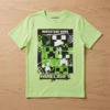 Minecraft Big Logo Printed Half Sleeves Tee in Light Green