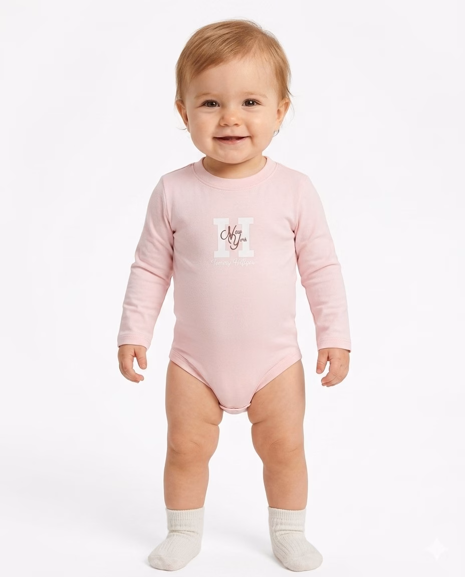 Tommy Hilfiger New Year Logo Light Pink Baby Romper - Image 2