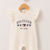 Tommy Hilfiger Flowers & Heart Logo Print Baby Girl Romper
