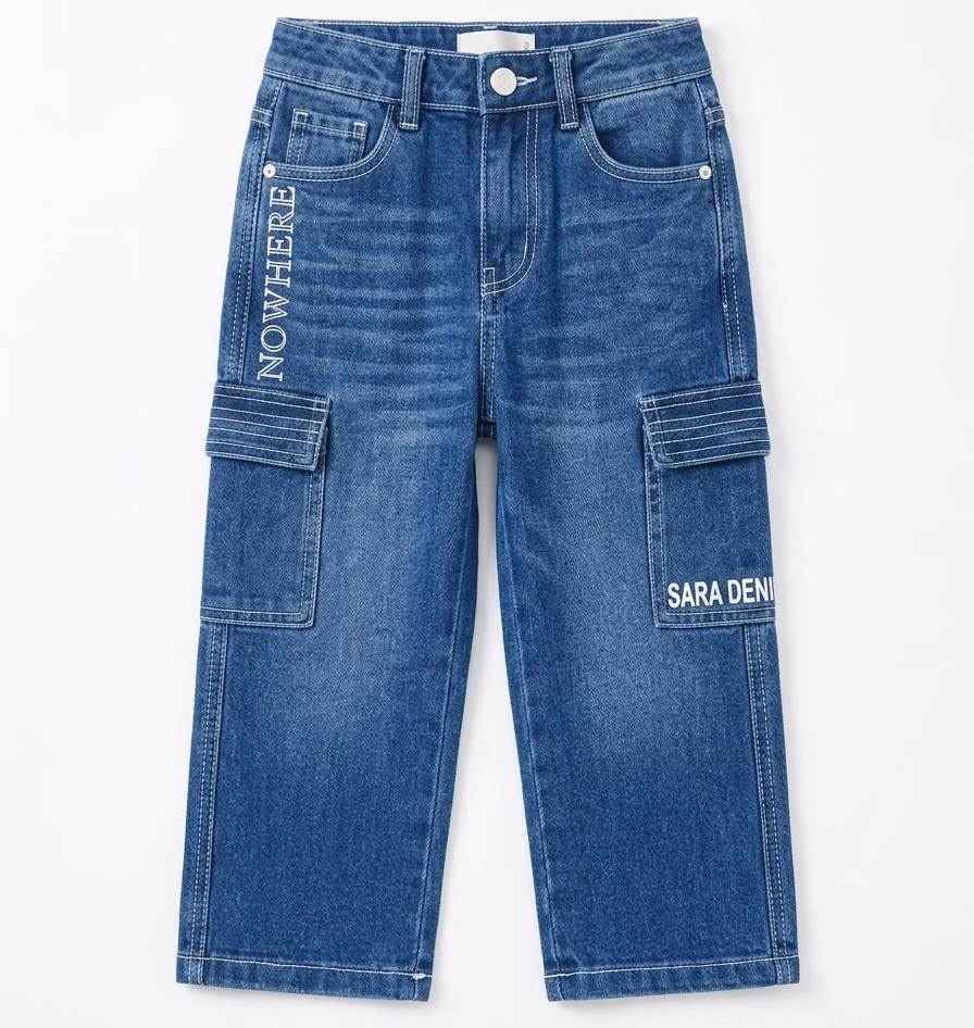 SARA Boys Straight Fit White Stitching Pattern Denim - Image 4