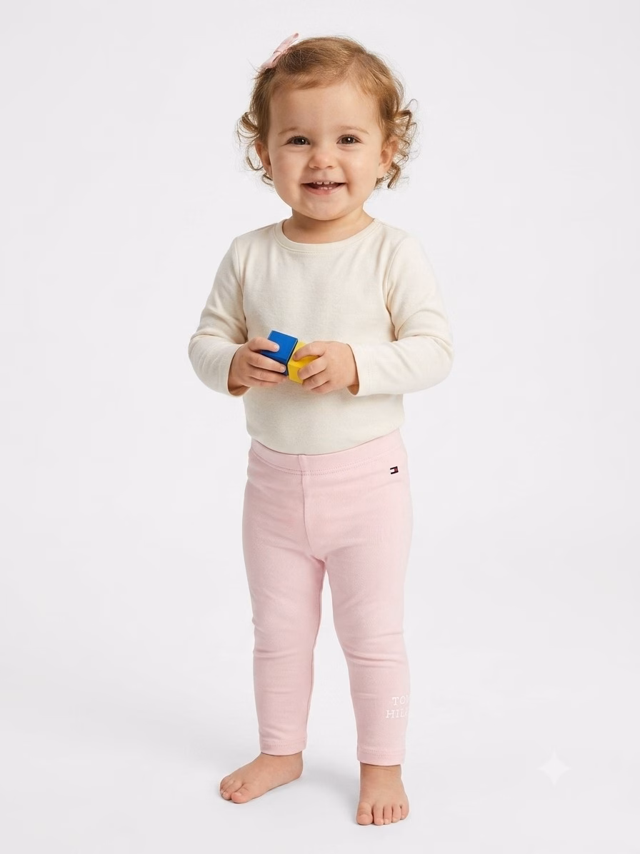 Tommy Hilfiger Logo Pink Baby Leggings - Image 2